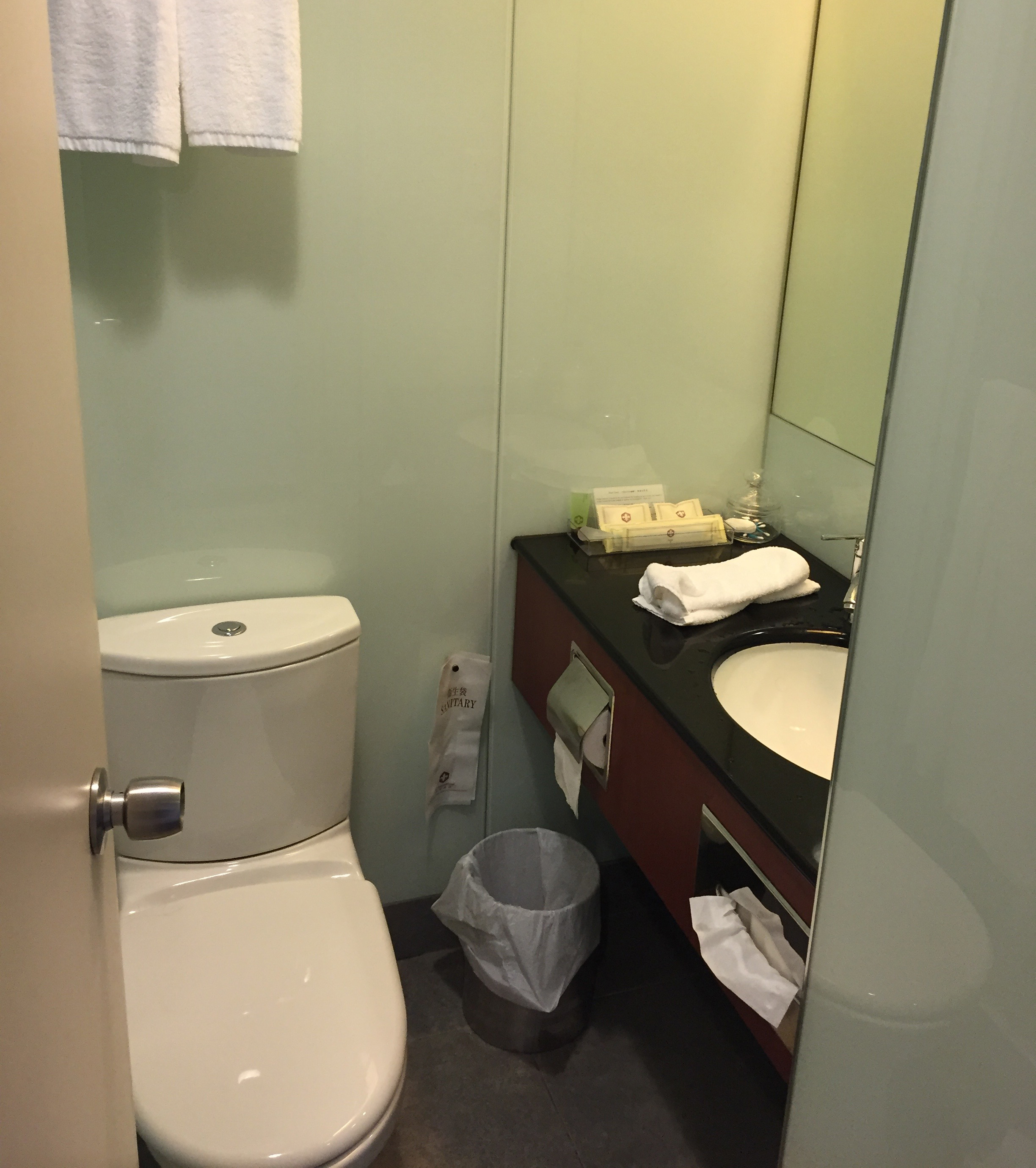 A clean bathroom with a few toiletries...