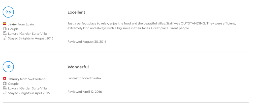 Here's just a few reviews I took a screenshot of a resort I stayed in Bali...