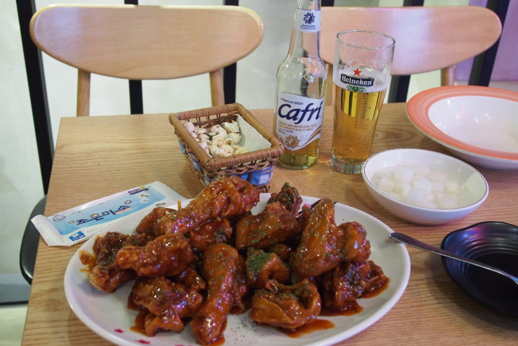 (Chi-maek) Chicken and Beer is a popular combination in Seoul
