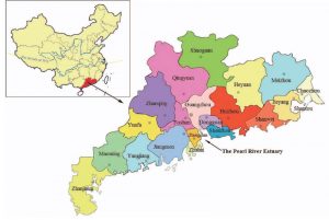 Map of Guangzhou and surrounding cities
