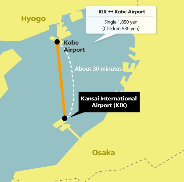 Map of KIX and Kobe Airport