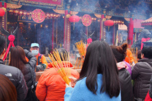 Worshippers at Wong Tai Sin Temple Hong Kong