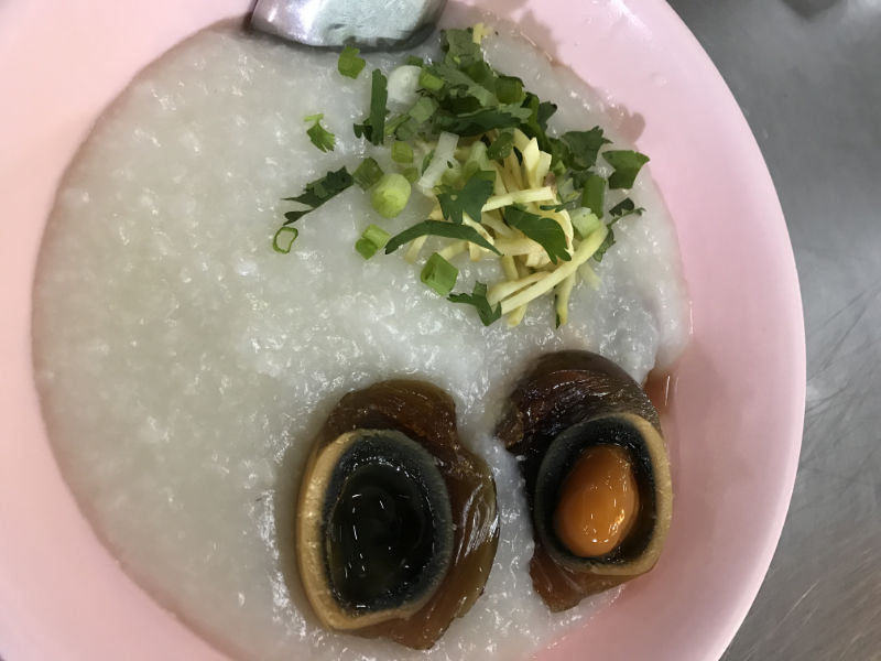 Thai congee with pork and century old egg